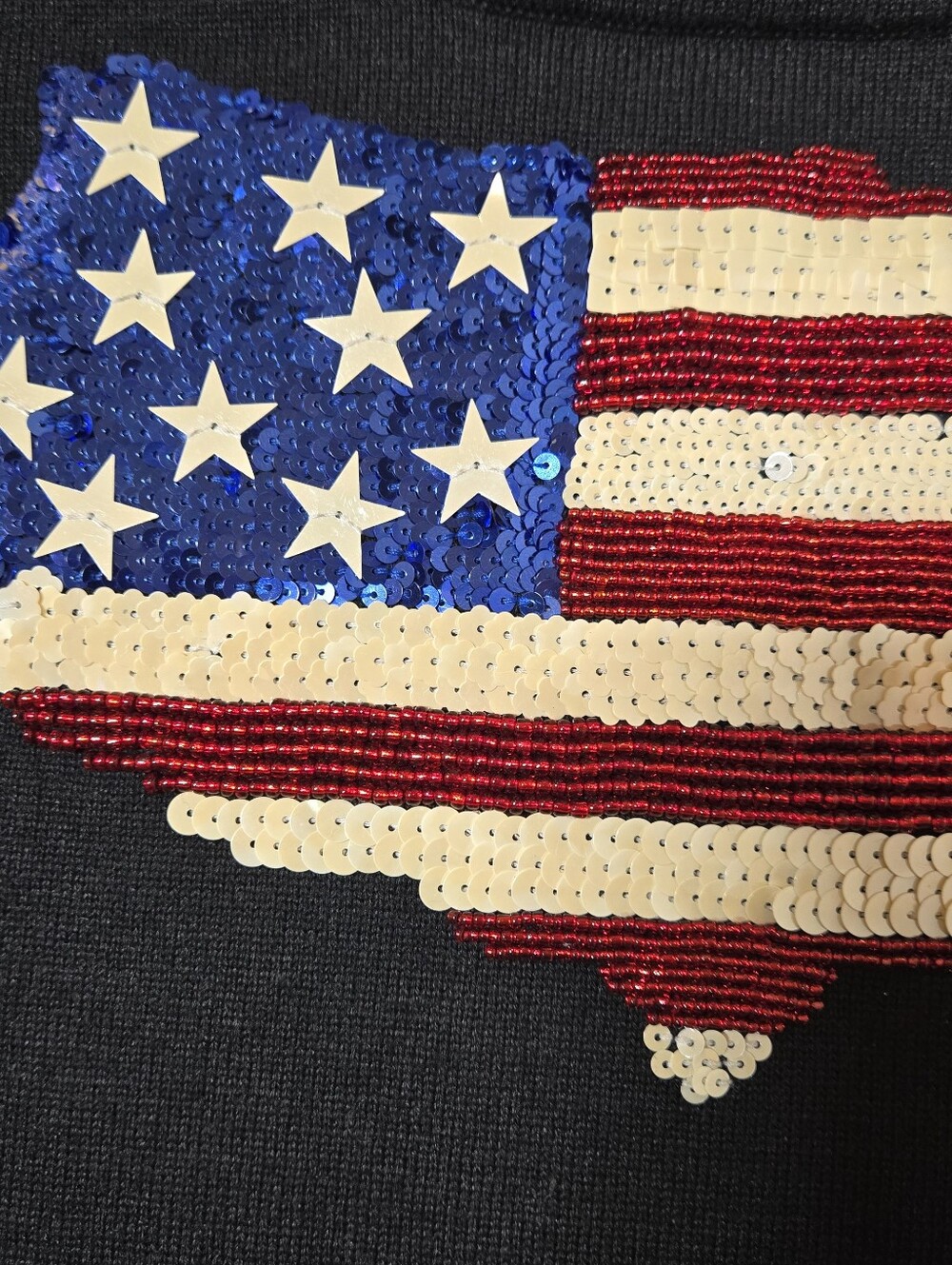 Vintage Michael Simon American Flag Sweater Size Small Short Sleeves Sequins USA - Picture 5 of 14